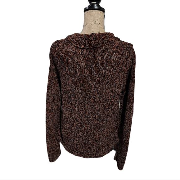 Eileen Fisher Organic Cotton Brown and Black Cowl Neck Sweater Size Medium - Picture 2 of 6